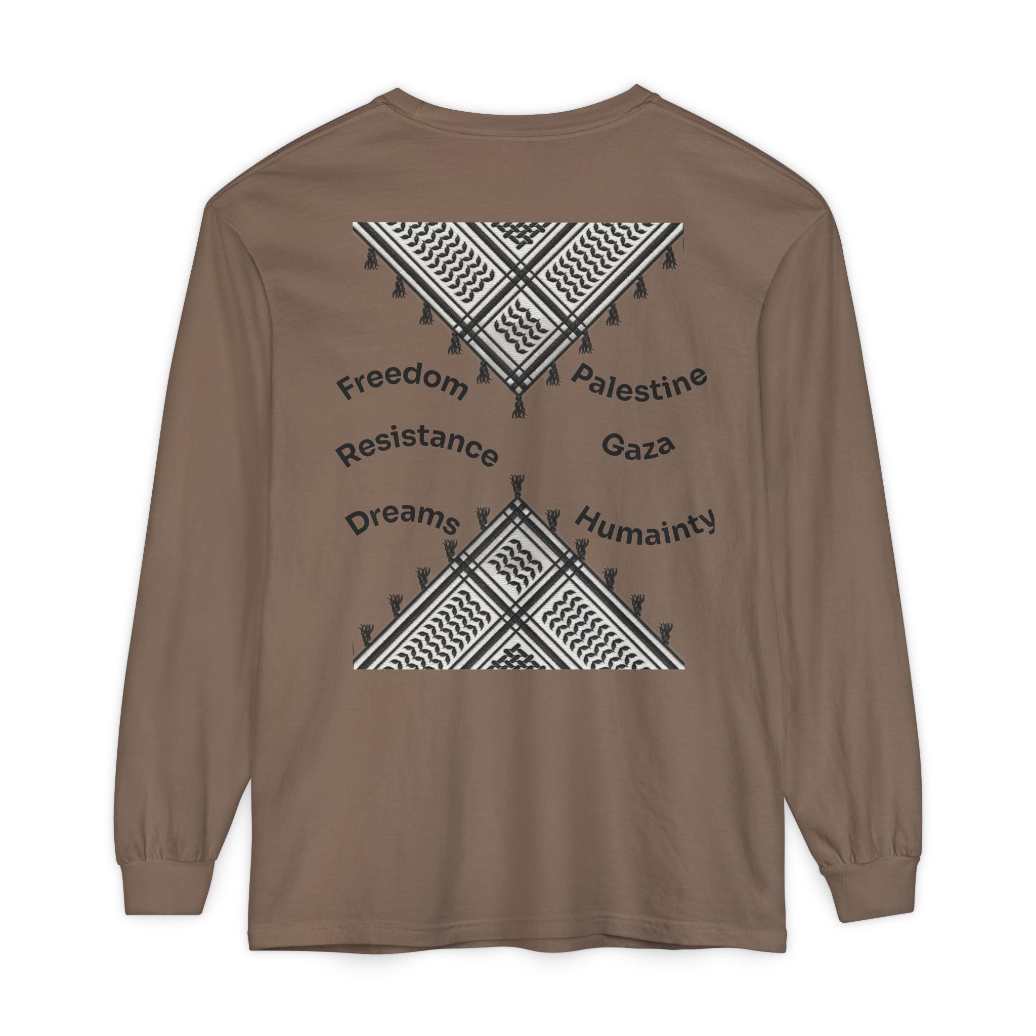 Pali-G || Palästina Kufiya Langarm-T-Shirt – Freiheit, Widerstand & Gaza Grafik