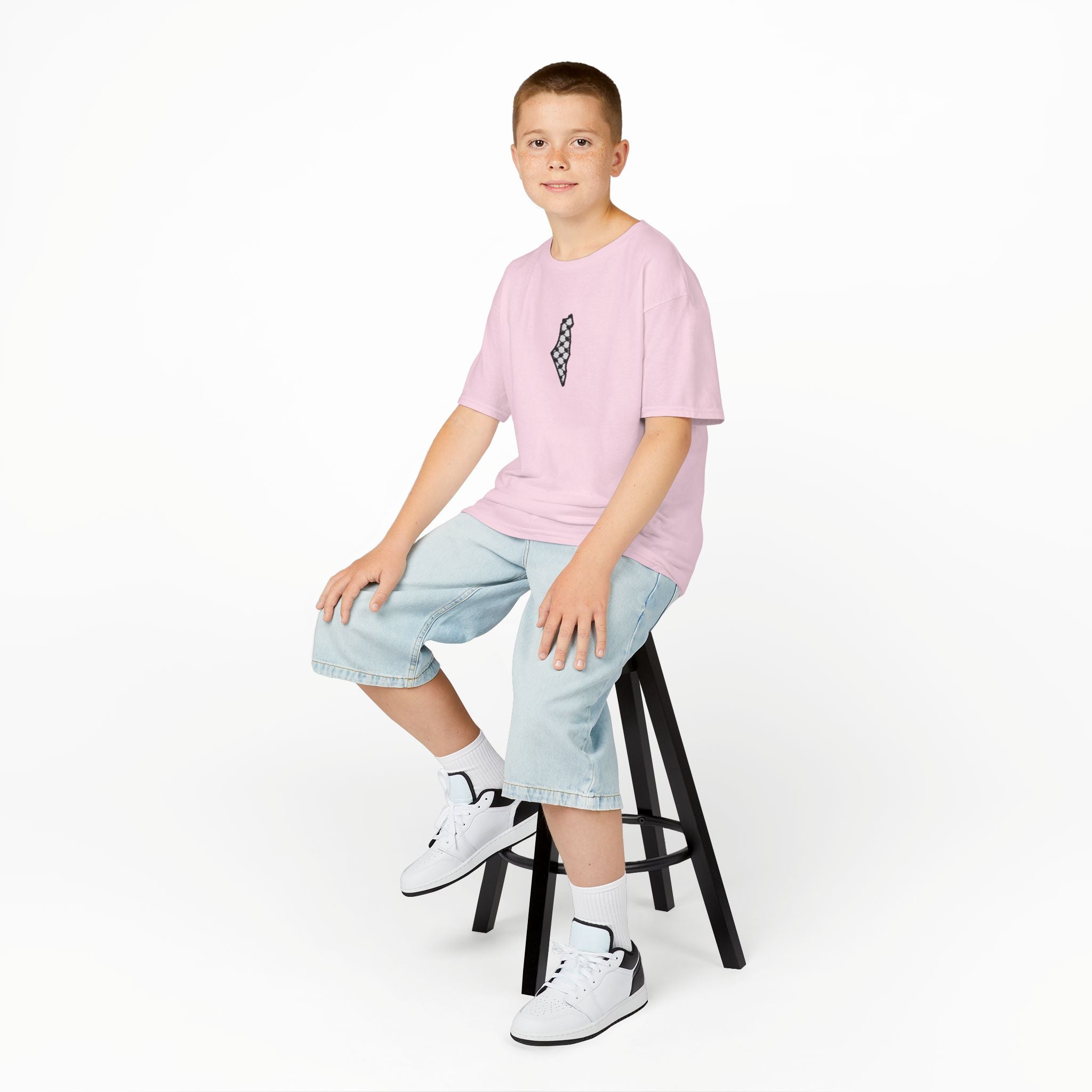 Pali-G | Kids T-Shirt – Palestine Map & Keffiyeh Pattern Print
