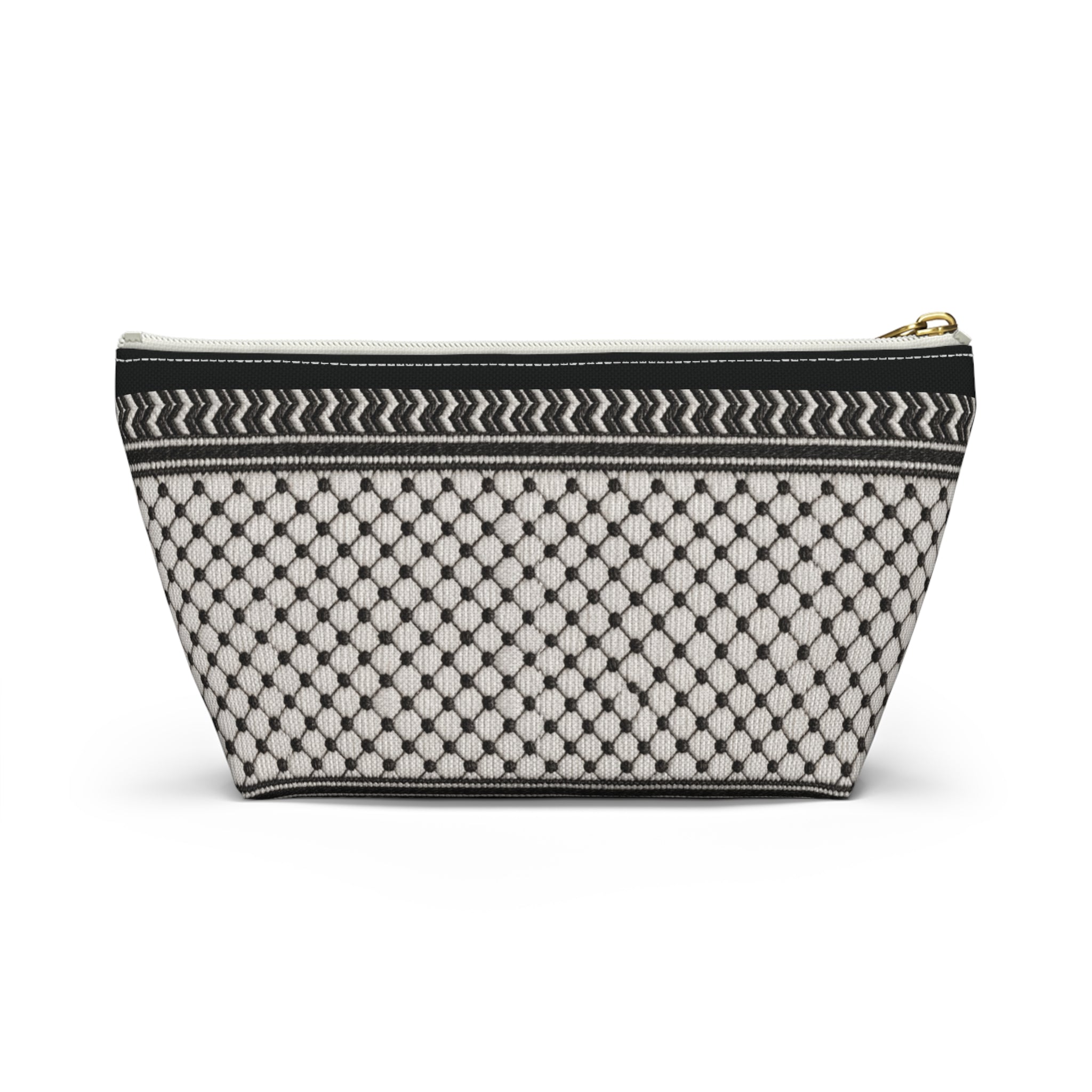 Pali-G | Palestinian Embroidery Pouch – Keffiyeh & Floral Tatreez Art Print | Makeup & Accessory Bag | Cultural Heritage Zipper Pouch