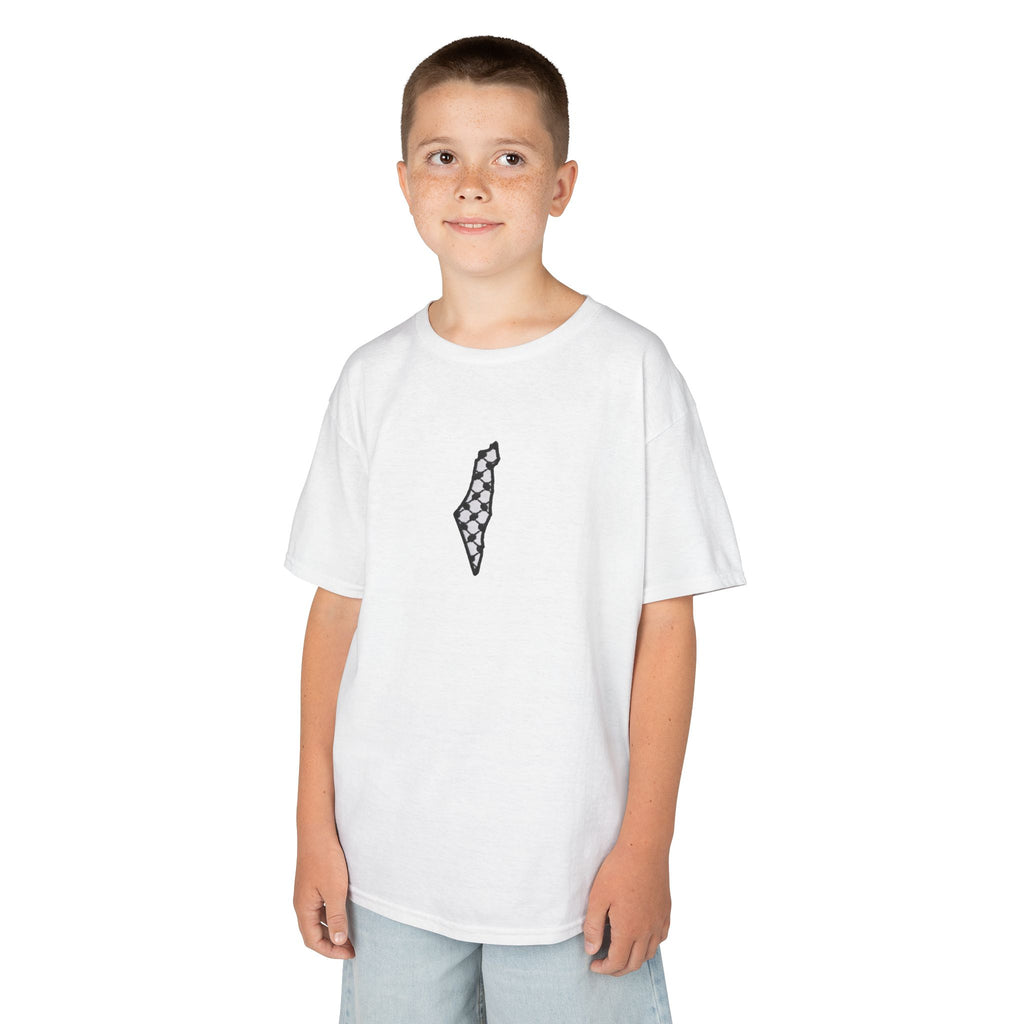 Pali-G | Kids T-Shirt – Palestine Map & Keffiyeh Pattern Print
