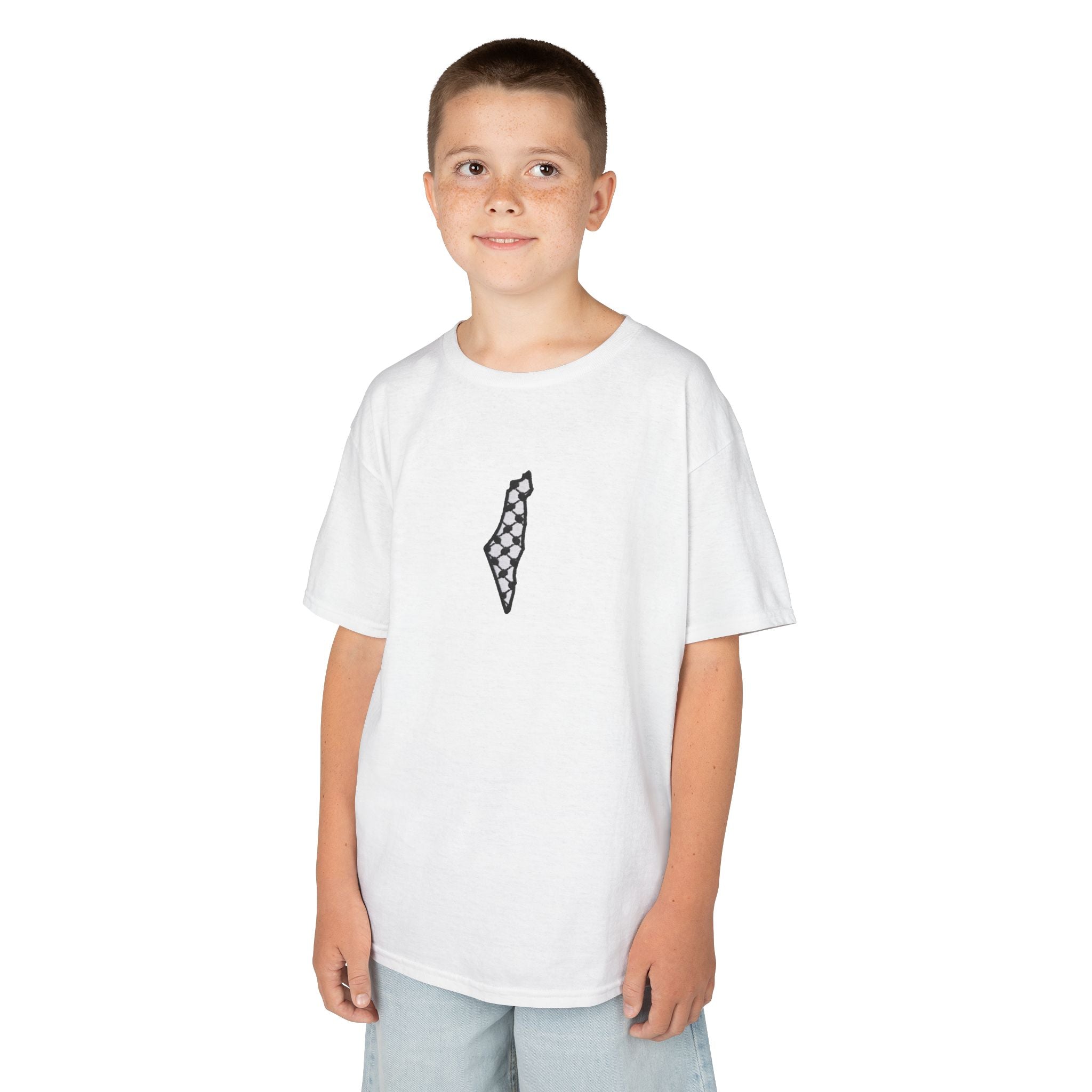 Pali-G | Kids T-Shirt – Palestine Map & Keffiyeh Pattern Print