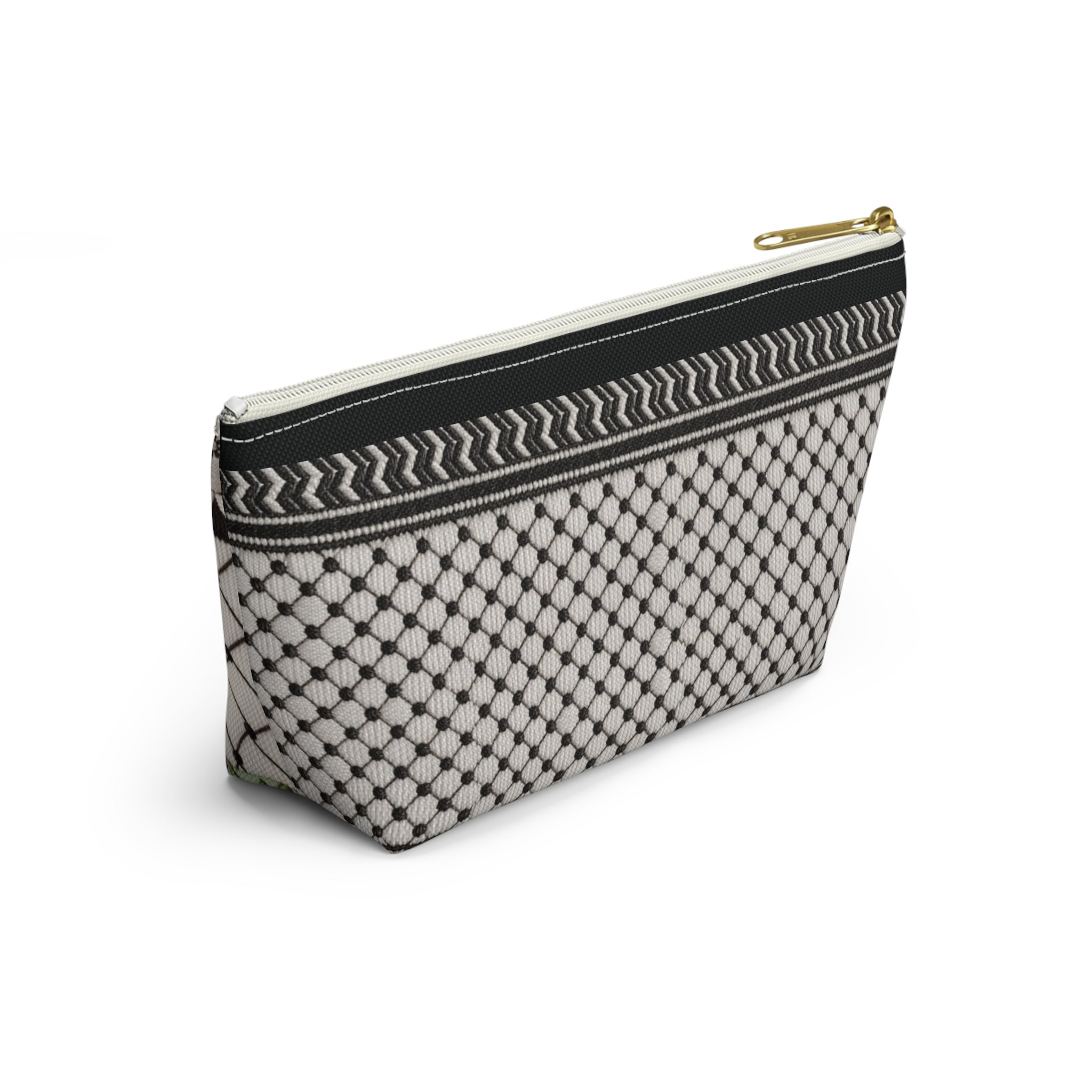 Pali-G | Palestinian Embroidery Pouch – Keffiyeh & Floral Tatreez Art Print | Makeup & Accessory Bag | Cultural Heritage Zipper Pouch