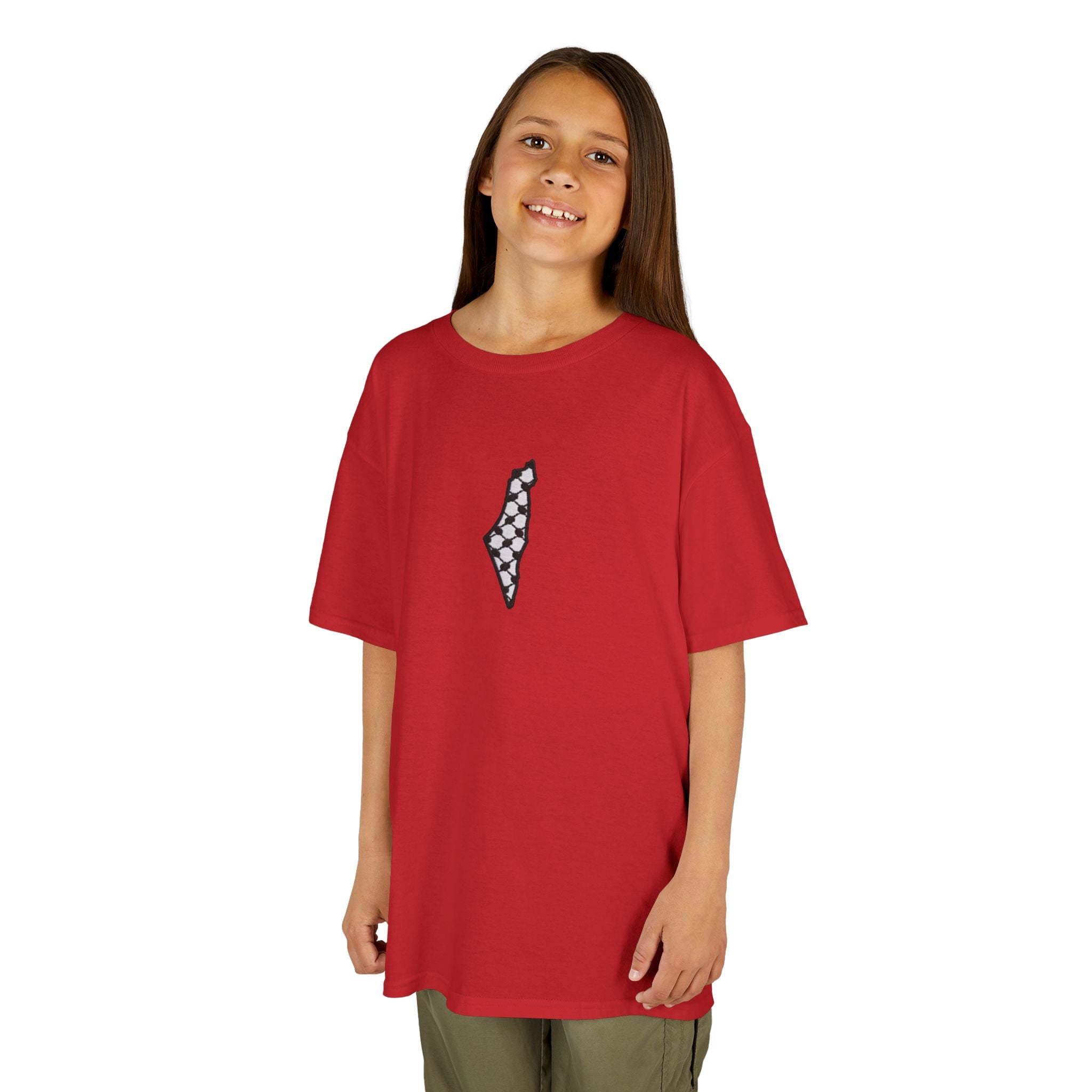 Pali-G | Kids T-Shirt – Palestine Map & Keffiyeh Pattern Print