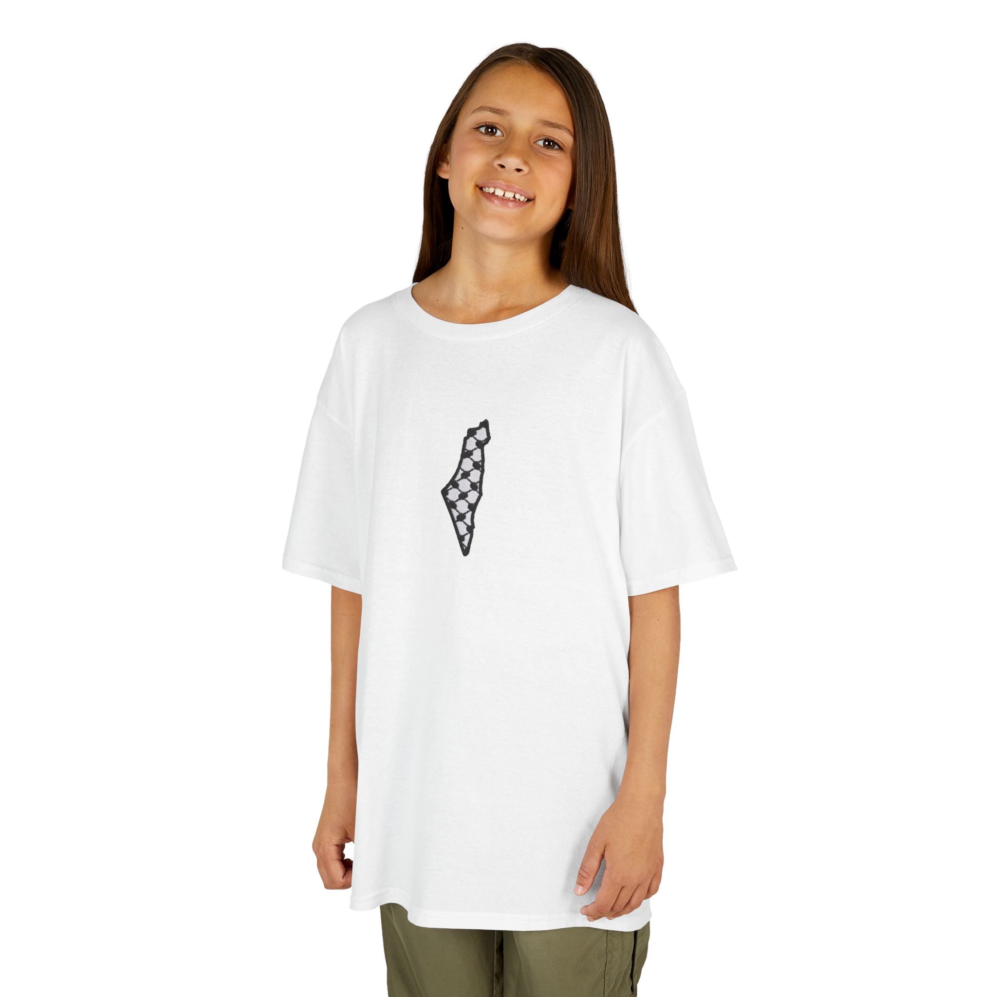 Pali-G | Kids T-Shirt – Palestine Map & Keffiyeh Pattern Print