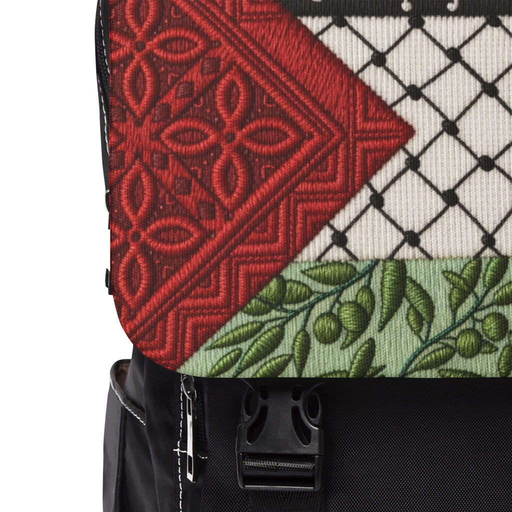 Pali-G Backpack – Palestinian Tatreez, Keffiyeh & Olive Branch Art Print | Cultural Heritage Laptop Bag | Unisex Travel & School Backpack