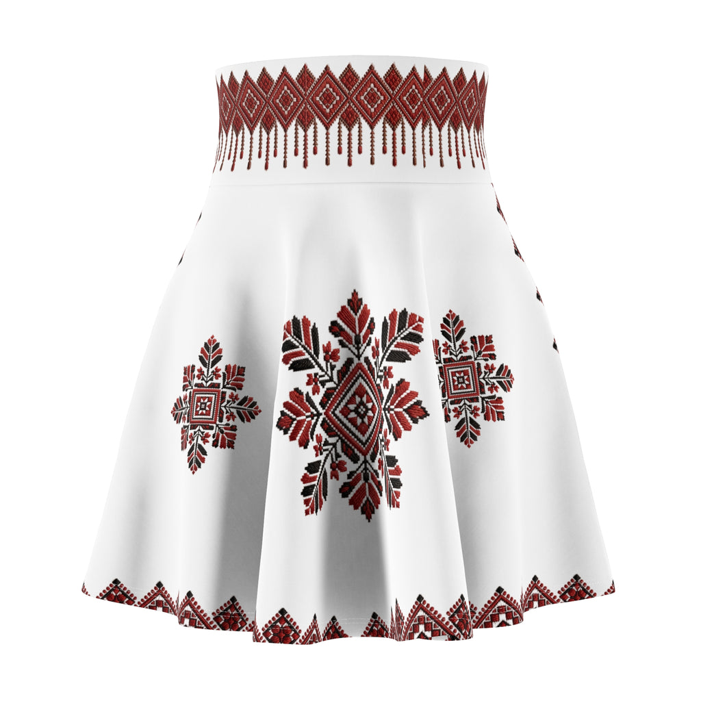 Pali-G | Palestinian Tatreez Skater Skirt – Traditional Embroidery Folk Pattern | Women's Flared Skirt | Cultural Heritage Fashion