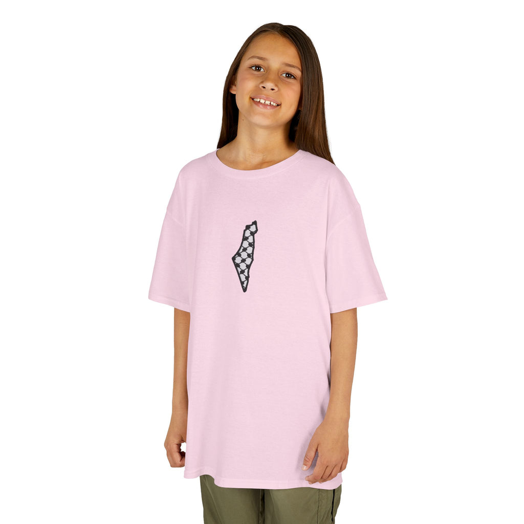 Pali-G | Kids T-Shirt – Palestine Map & Keffiyeh Pattern Print