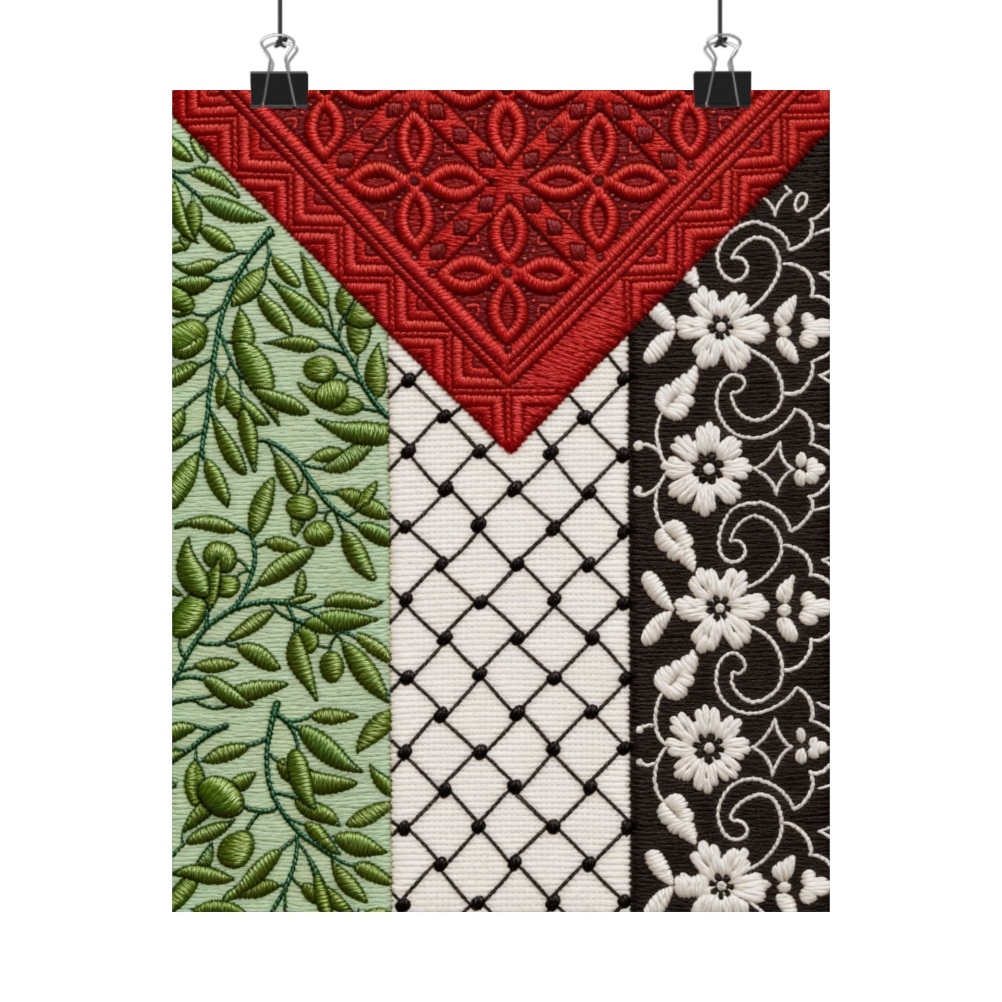 Pali-G | Palestinian Heritage Matte Poster – Tatreez, Keffiyeh, Olive Branch & Floral Art Print | Wall Decor | Cultural Identity Art