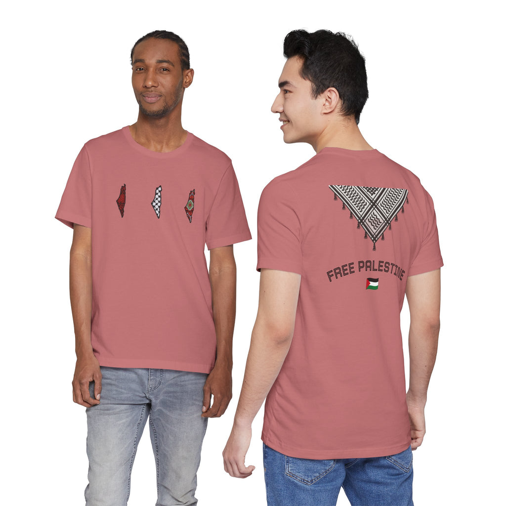 Free Palestine T-Shirt — Palestinian Keffiyeh & Map Solidarity Tee