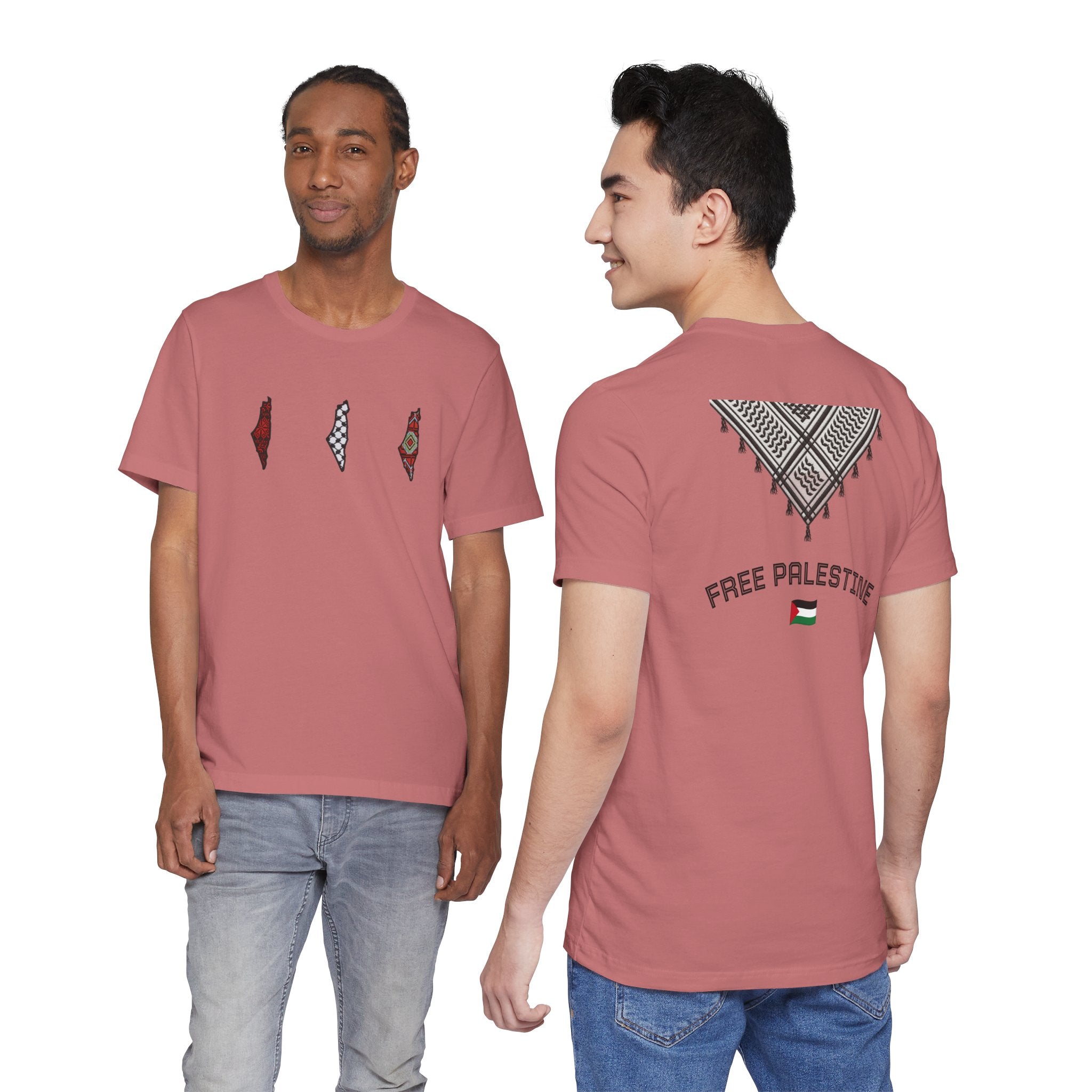 Free Palestine T-Shirt — Palestinian Keffiyeh & Map Solidarity Tee