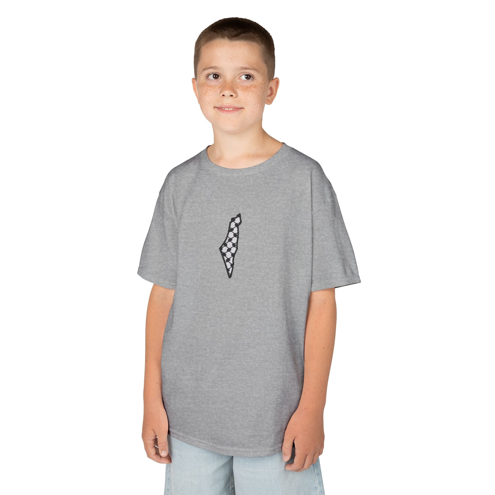 Pali-G | Kids T-Shirt – Palestine Map & Keffiyeh Pattern Print