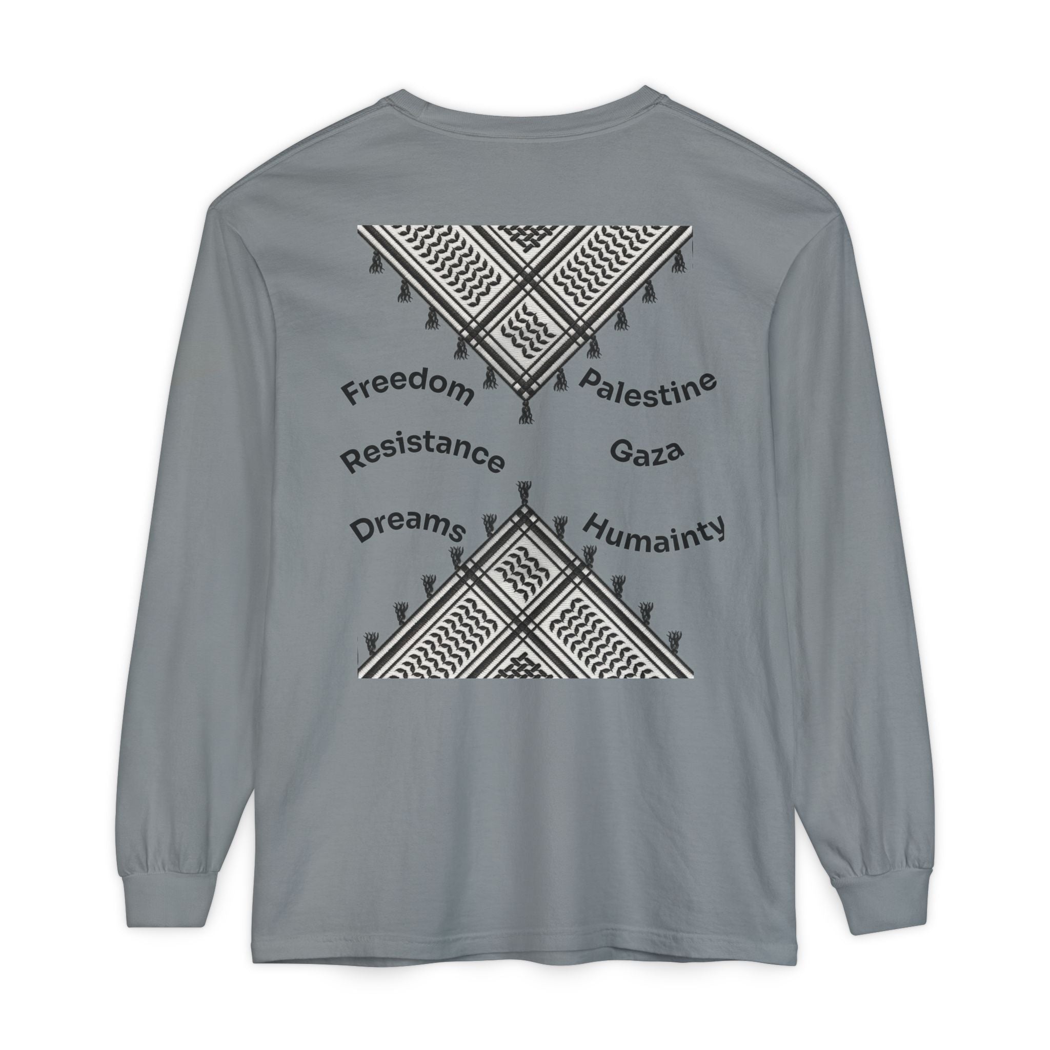 Pali-G || Palästina Kufiya Langarm-T-Shirt – Freiheit, Widerstand & Gaza Grafik