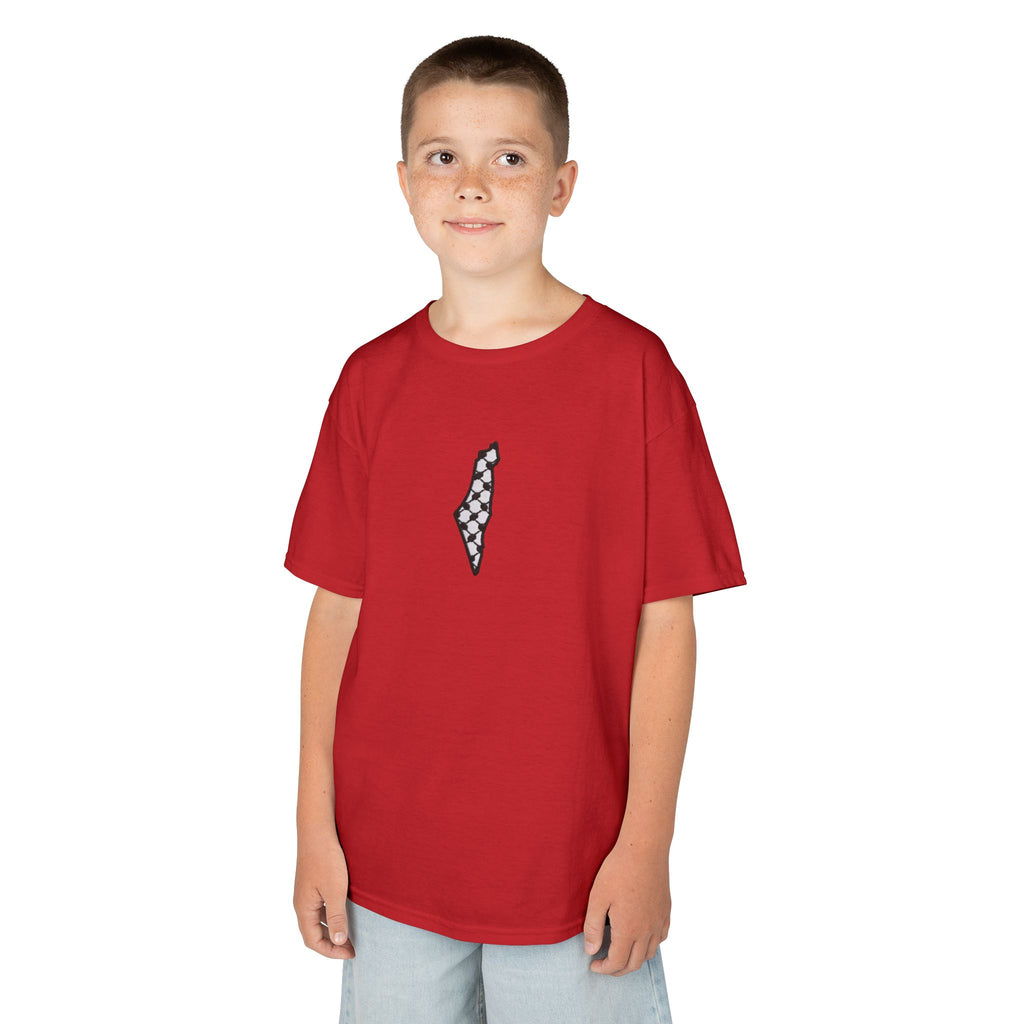 Pali-G | Kids T-Shirt – Palestine Map & Keffiyeh Pattern Print